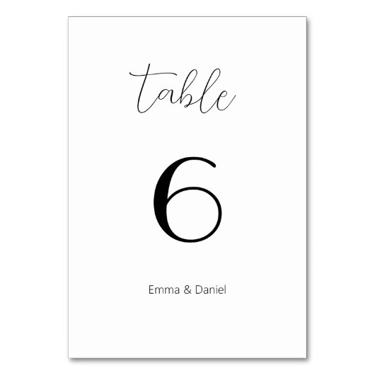 Elegant Script Modern Minimal Trouwtafel Nummer Kaart (Voorkant)