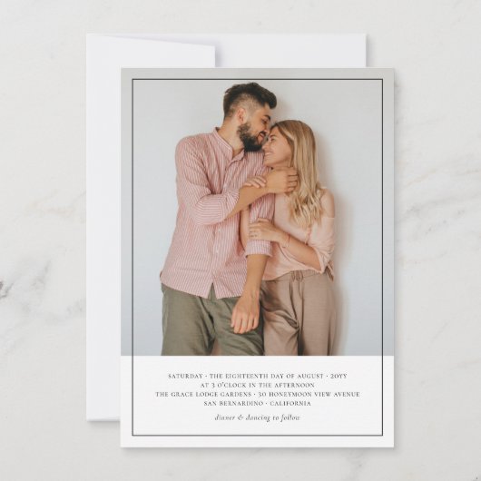 Elegant Script Modern minimalist 5 Photos Wedding Kaart (Achterkant)