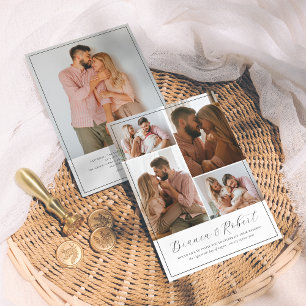 Elegant Script Modern minimalist 5 Photos Wedding Kaart