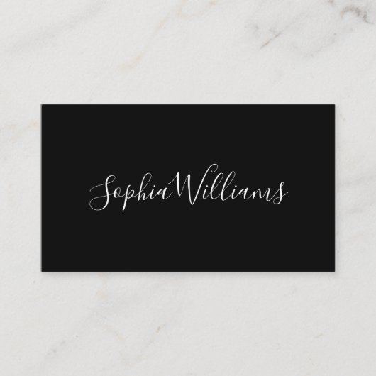 Elegant Script Modern Minimalist Black Visitekaartje (Voorkant)
