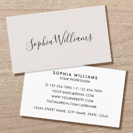 Elegant Script Modern Minimalist Off-White Visitekaartje