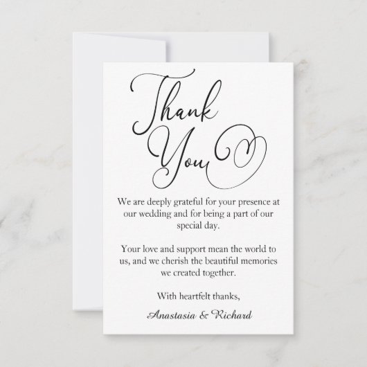 Elegant Script Modern Minimalist Weddenschap Bedankkaart (Voorkant)