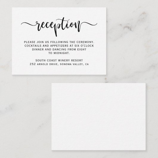 Elegant Script Modern Minimalistisch Huwelijksrece Informatiekaartje (Voorkant / Achterkant)