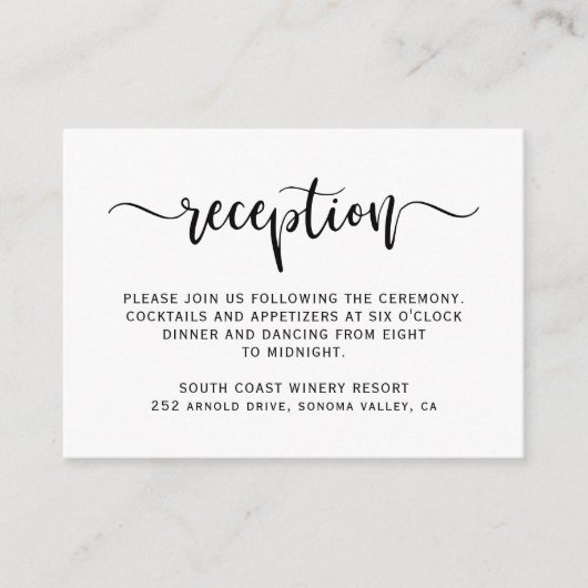 Elegant Script Modern Minimalistisch Huwelijksrece Informatiekaartje (Voorkant)