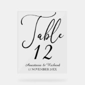 Elegant Script Modern Minimalistisch Trouwtafel Acryl Bord (Voorkant)