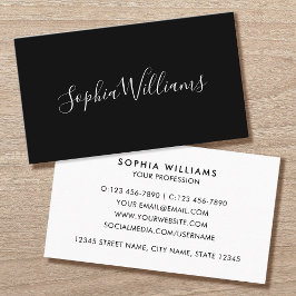 Elegant Script Modern Minimalistisch Zwart Visitekaartje