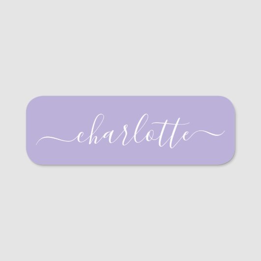 Elegant Script Modern Name Personalized Lavender Naamplaatje (Voorkant)