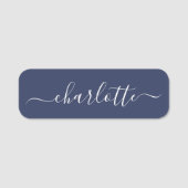 Elegant Script Modern Name Personalized Navy Blue Naamplaatje (Voorkant)