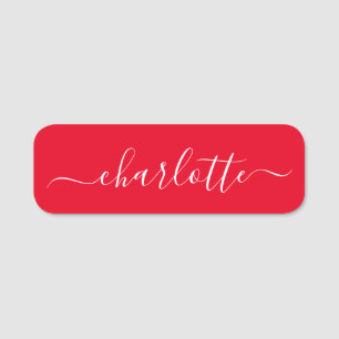 Elegant Script Modern Name Personalized Red Naamplaatje