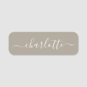 Elegant Script Modern Name Personalized Taupe Naamplaatje (Voorkant)