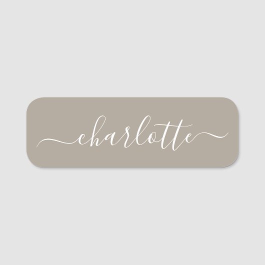 Elegant Script Modern Name Personalized Taupe Naamplaatje (Voorkant)