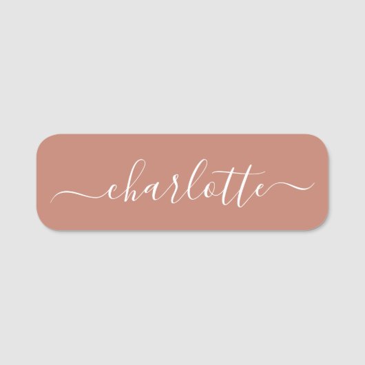 Elegant Script Modern Name Personalized Terracotta Naamplaatje (Voorkant)