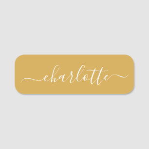 Elegant Script Modern Name Personalized Yellow Naamplaatje