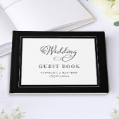 Elegant Script Modern Names Wedding Black & White Gastenboek