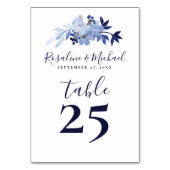 Elegant Script Modern Navy Blue Minimalist Wedding Kaart (Voorkant)