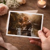Elegant Script Modern Overlay Photo Wedding Save The Date