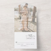 Elegant Script Modern Photo Wedding All In One Uitnodiging (Binnen)