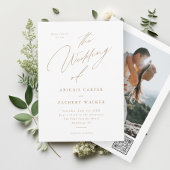 Elegant Script Modern Photo Wedding Kaart