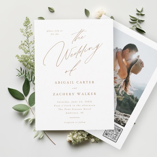 Elegant Script Modern Photo Wedding Kaart