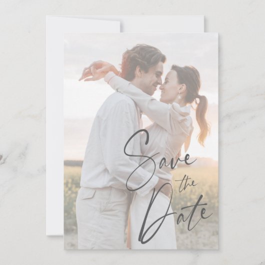 Elegant Script Modern Photo Wedding Save The Date (Voorkant)