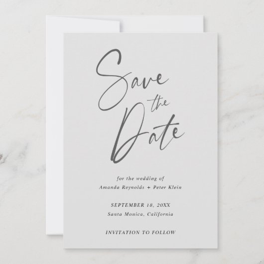 Elegant Script Modern Photo Wedding Save The Date (Achterkant)