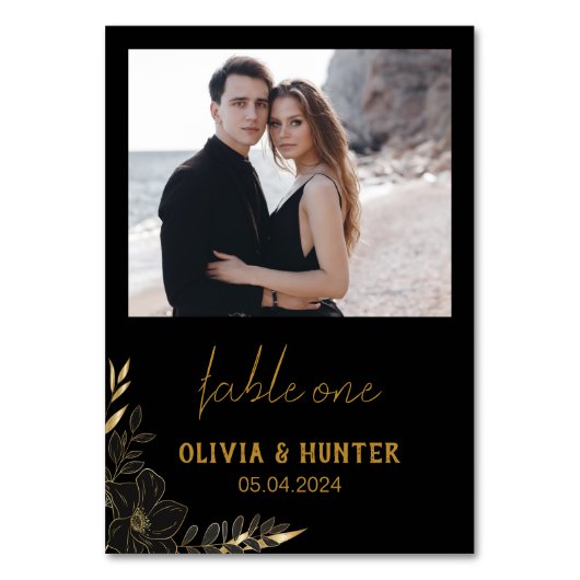 Elegant Script Modern Photo Wedding Table Number Kaart (Achterkant)