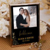 Elegant Script Modern Photo Wedding Table Number Kaart