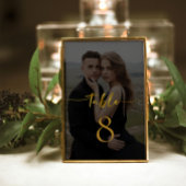 Elegant Script Modern Photo Wedding Table Number Kaart