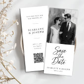 Elegant Script Modern QR Code Photo Bookmark Save The Date