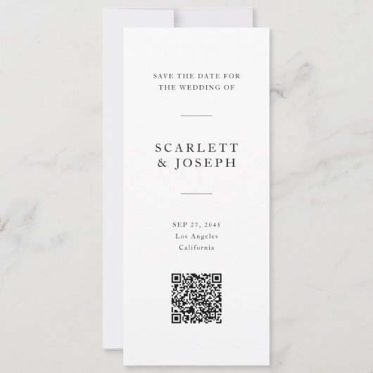 Elegant Script Modern QR Code Photo Bookmark Save The Date (Achterkant)