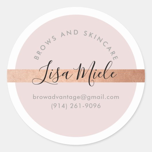 ELEGANT script modern  roos goudblush roze Ronde Sticker (Voorkant)