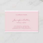 Elegant script Modern Roze Stijlvolle Minimale Gew Visitekaartje (Achterkant)