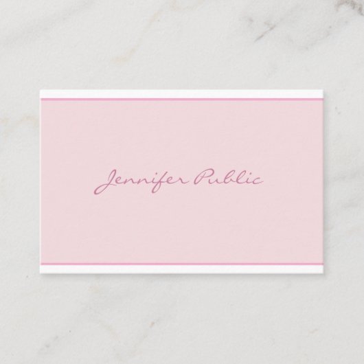 Elegant script Modern Roze Stijlvolle Minimale Gew Visitekaartje (Voorkant)