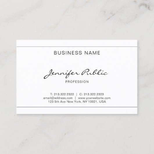 Elegant script modern, schoon ontwerp visitekaartje (Achterkant)