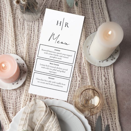 Elegant Script & Modern Serif Reception Menu