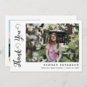 Elegant Script Modern Simple 2 Photo Afstuderen Bedankkaart (Voorkant / Achterkant)