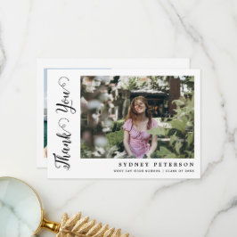 Elegant Script Modern Simple 2 Photo Afstuderen Bedankkaart