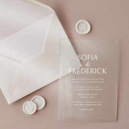 Elegant Script Modern Transparant Wit Acryl Uitnodigingen