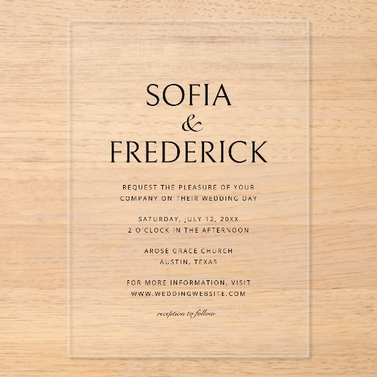 Elegant Script Modern Transparent Template Acrylic Acryl Uitnodigingen (Voorkant)