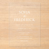 Elegant Script Modern Transparent White Acryl Uitnodigingen (Voorkant)