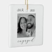 Elegant Script Modern Verloving Foto Keepsake Keramisch Ornament (Rechts)