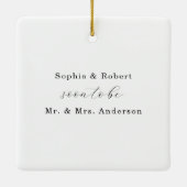 Elegant Script Modern Verloving Foto Keepsake Keramisch Ornament (Achterkant)