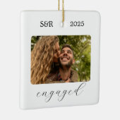 Elegant Script Modern Verloving Foto Keepsake Keramisch Ornament (Rechts)