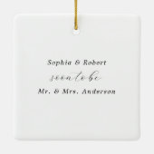 Elegant Script Modern Verloving Foto Keepsake Keramisch Ornament (Achterkant)