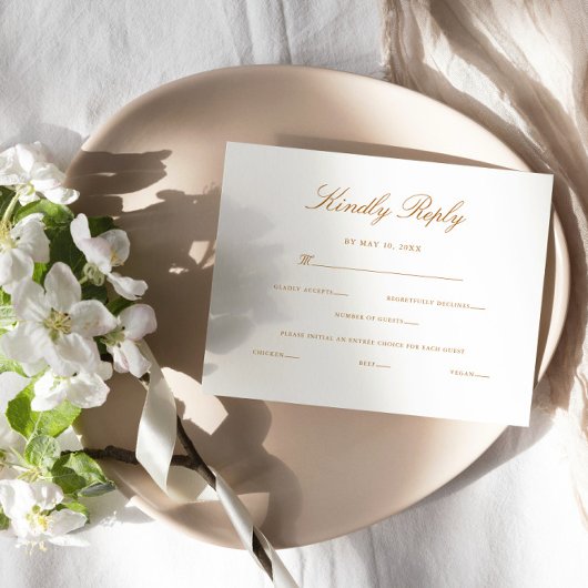 Elegant script Modern Vriendelijk beantwoorden bru RSVP Kaartje
