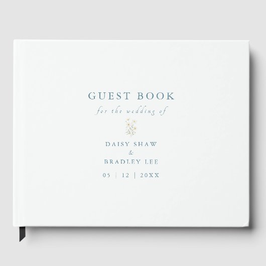 Elegant Script Modern Watercolor Daisy Gastenboek (Voorkant)