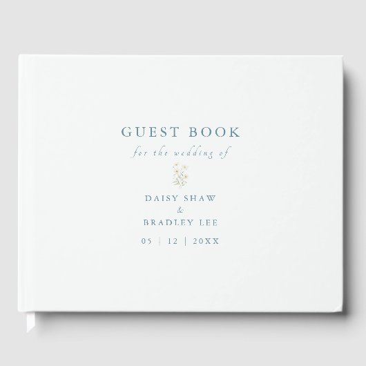 Elegant Script Modern Watercolor Madeliefje Gastenboek (Voorkant)