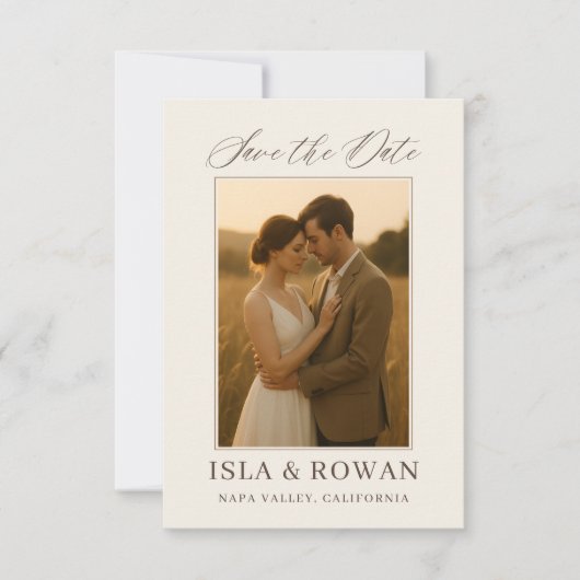 Elegant Script Modern Wedding Photo Save The Date (Voorkant)