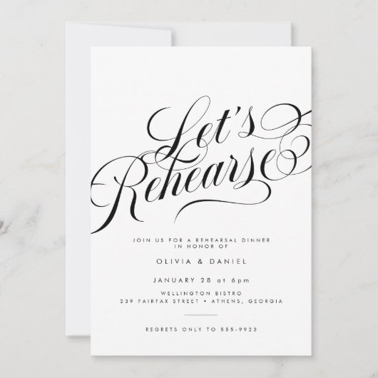 Elegant Script Modern Wedding Repetitie Diner Kaart (Voorkant)