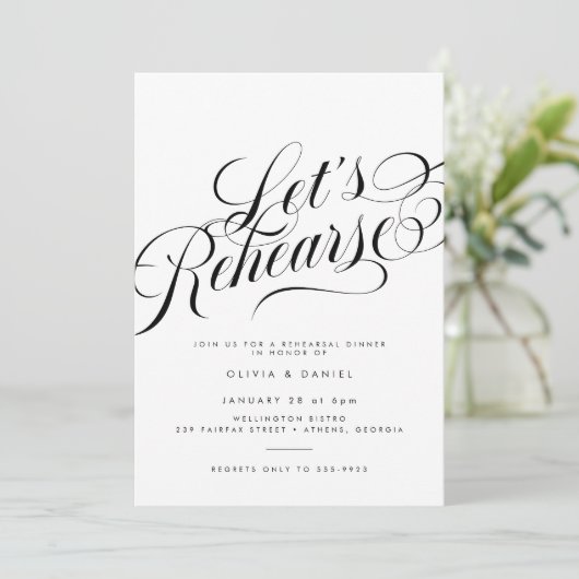 Elegant Script Modern Wedding Repetitie Diner Kaart (Staand voorkant)